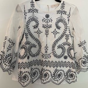 Tory Burch Embroidered Eyelet Blouse - size S